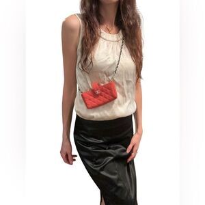 CHANEL Coral Quilted Leather French purse